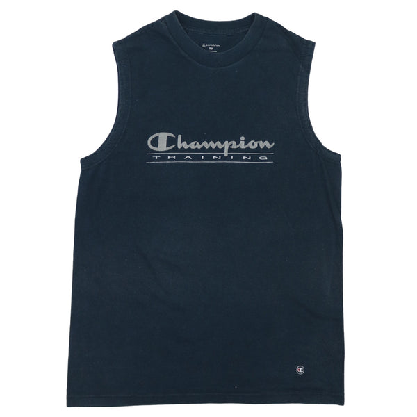 Champion Vintage 90's Navy Blue Spellout Vest Crew Neck Large Cotton