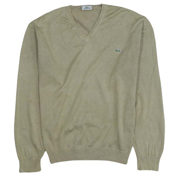 Lacoste 90's Vintage Lightweight V Neck Sweatshirt Small Beige Cream