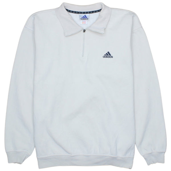 Adidas 90s Vintage White Quarter Zip Sweatshirt Large