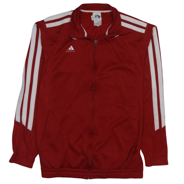 Adidas 90's Striped Sleeve Full Zip Up Sweatshirt Medium  Red
