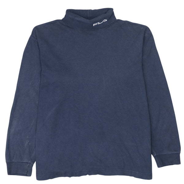 Fila 90's Lightweight Turtle Neck Jumper / Sweater XLarge Navy Blue