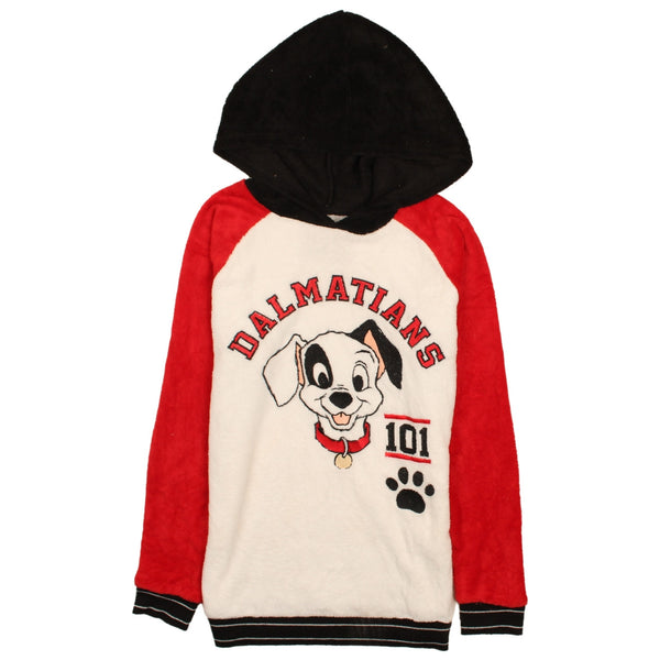 Disney 90's Dalmatians Hooded Fleece Jumper XSmall Black Vintage