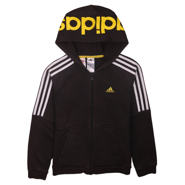 Adidas 90's Striped Sleeves Full Zip Up Hoodie Medium Black