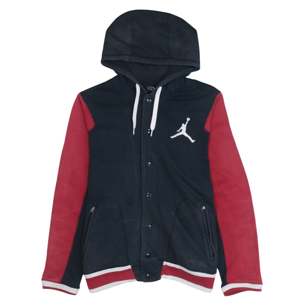 Jordan 90's Lightweight Button Up Hoodie Large Black