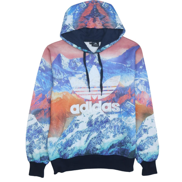 Adidas 90's Vintage Blue Spellout Pullover Hoodie Small Cotton