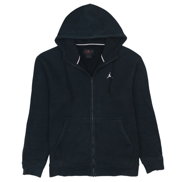 Jordan 90's Drawstring Pockets Full Zip Up Hoodie Large Black