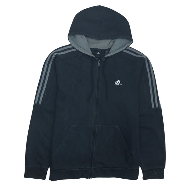 Adidas 90's Vintage Large Black Striped Sleeve Hoodie