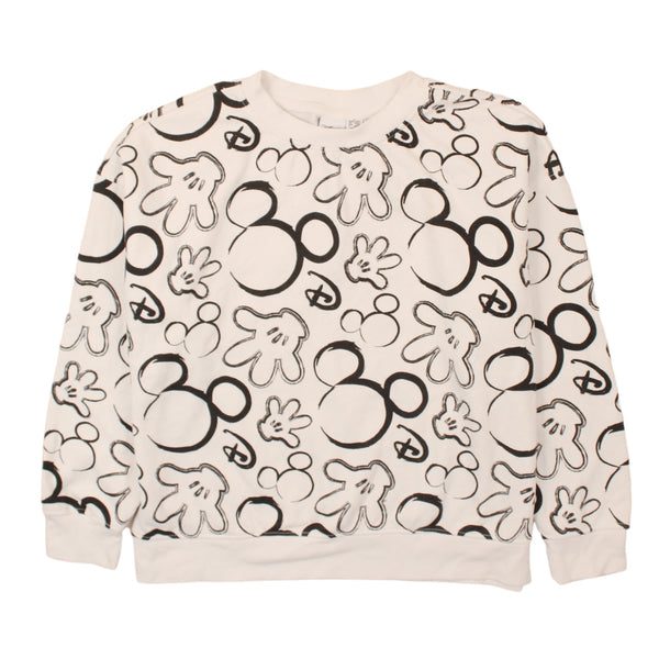 Vintage Disney 90s White Crew Neck Sweatshirt Women's Medium