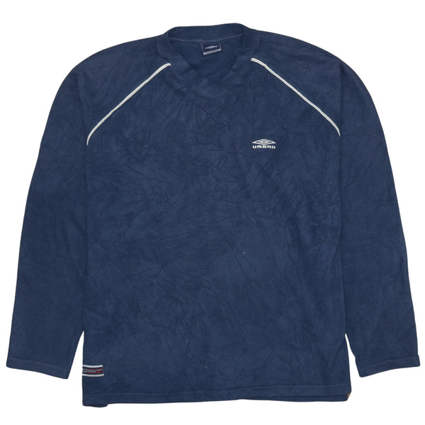 Umbro Vintage 90's Hiking Fleece Jumper XL V Neck Navy Blue Warm Top