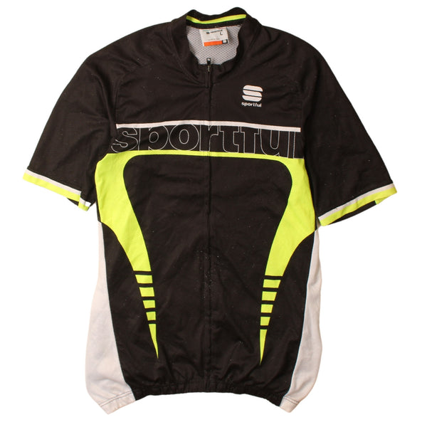 Vintage Active 90s Women Large Black Full Zip Up Short Sleeve Shirt