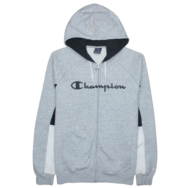 Champion 90's Spellout Full Zip Up Hoodie XXLarge (2XL) Grey