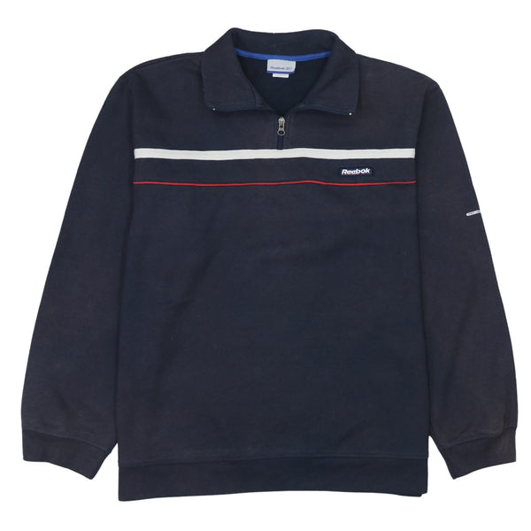 Reebok 90's Black Lightweight Quarter Zip Sweatshirt Men's Large