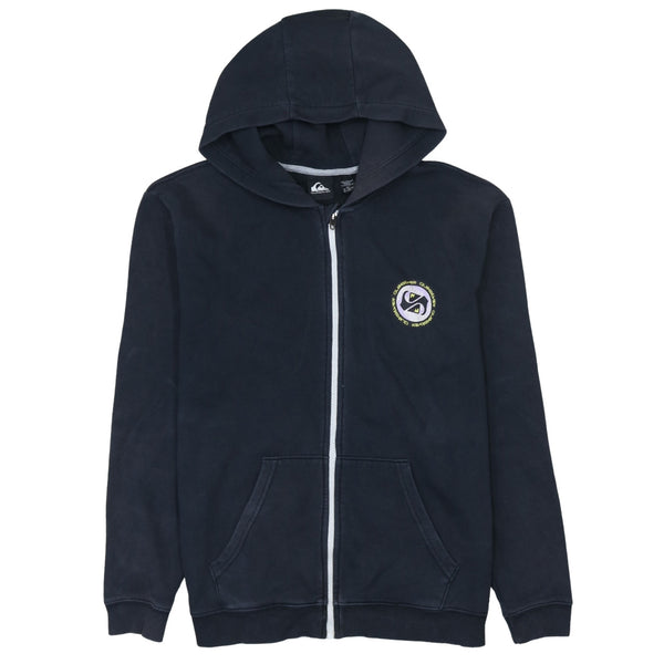 QuikSilver 90's Drawstring Pockets Full Zip Up Hoodie XLarge Black