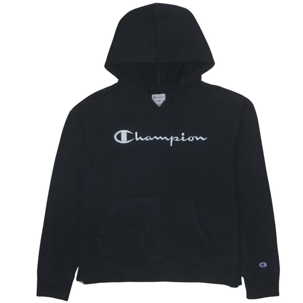 Vintage 90's Champion Spellout Black Pullover Hoodie Men's Medium