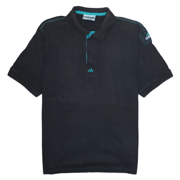 Adidas 90's Short Sleeves Quarter Button Polo Shirt Small Black