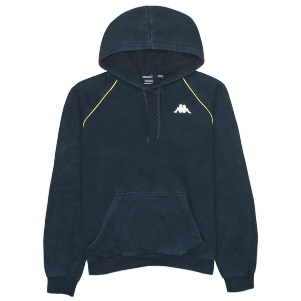 Kappa 90's Black Drawstring Pullover Hoodie Pockets Men's Medium