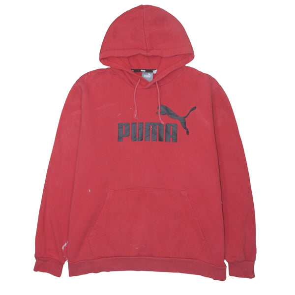 Puma 90's Red Spellout Logo Pullover Hoodie Men’s XLarge Cotton