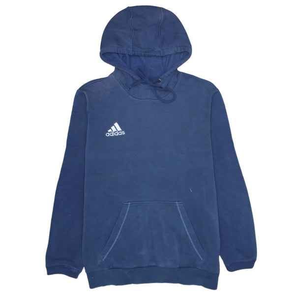 Adidas 90's Drawstring Pockets Pullover Hoodie Medium  Navy Blue