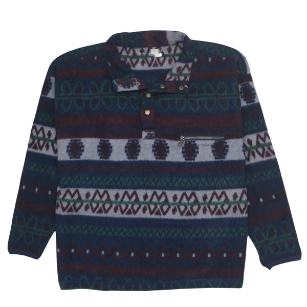 Men's Vintage Navy Blue Active Quarter Button Sweatshirt M