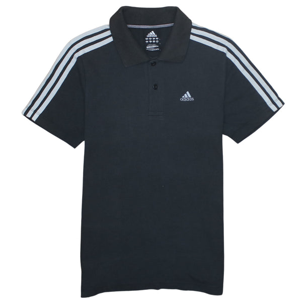 Adidas 90's Short Sleeves Quarter Button Polo Shirt Small Black