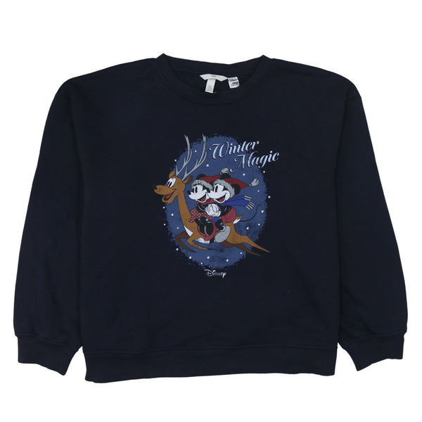 Disney 90's Winter Magic Crew Neck Sweatshirt XLarge Navy Blue
