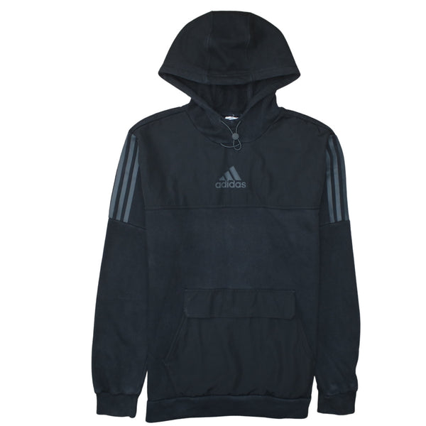 Adidas 90's Striped Sleeve Pullover Hoodie Medium Black