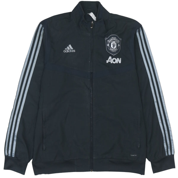 Adidas 90's Large Black Striped Sleeve Zip Up Windbreaker