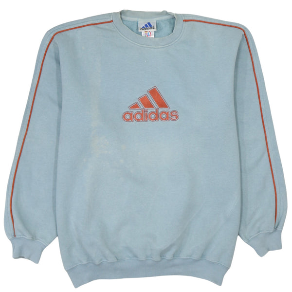 Adidas 90's Vintage Spellout Crew Neck Sweatshirt Large Blue