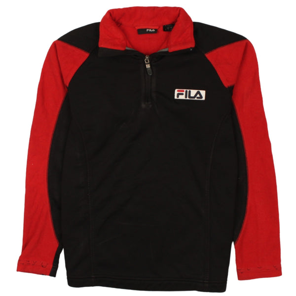 Vintage Fila 90's Black Spellout Quarter Zip Sweatshirt Women M