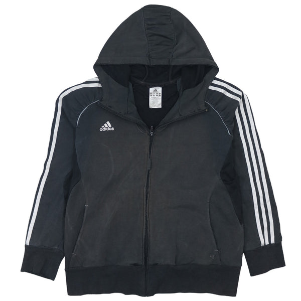 Adidas 90's Striped Sleeve Full Zip Up Hoodie XLarge Black