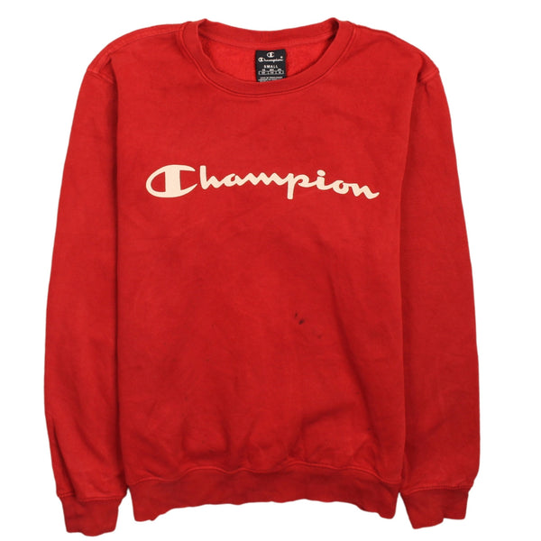 Champion 90's Red Spellout Crew Neck Sweatshirt Men's S Vintage