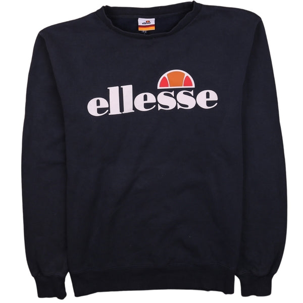 Ellesse Vintage 90's Navy Blue Spellout Crew Neck Sweatshirt XL