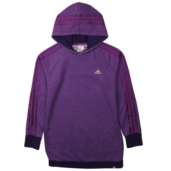 Adidas Women's 90's Purple Striped Sleeve Pullover Hoodie Small