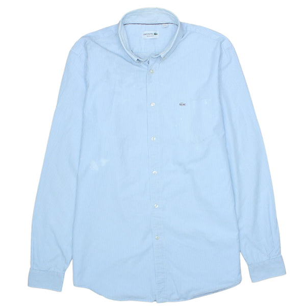 Vintage 90's Lacoste Men's Large Blue Button Up Long Sleeve Shirt