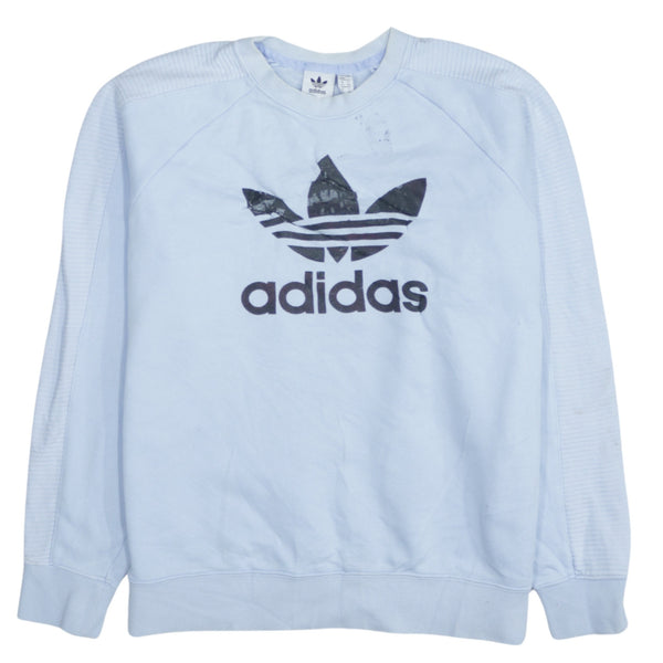 Adidas Women's 90's Blue Spellout Sweatshirt XXLarge