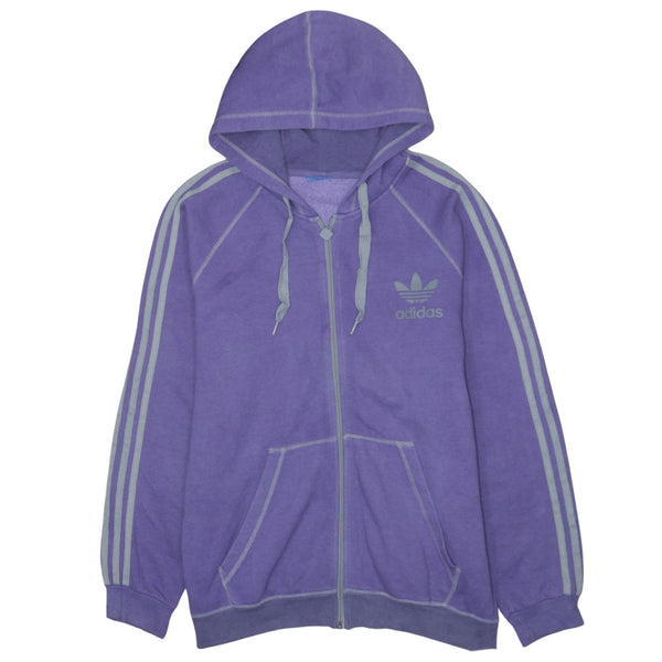 Adidas 90's Drawstring Pockets Full Zip Up Hoodie Large  Purple
