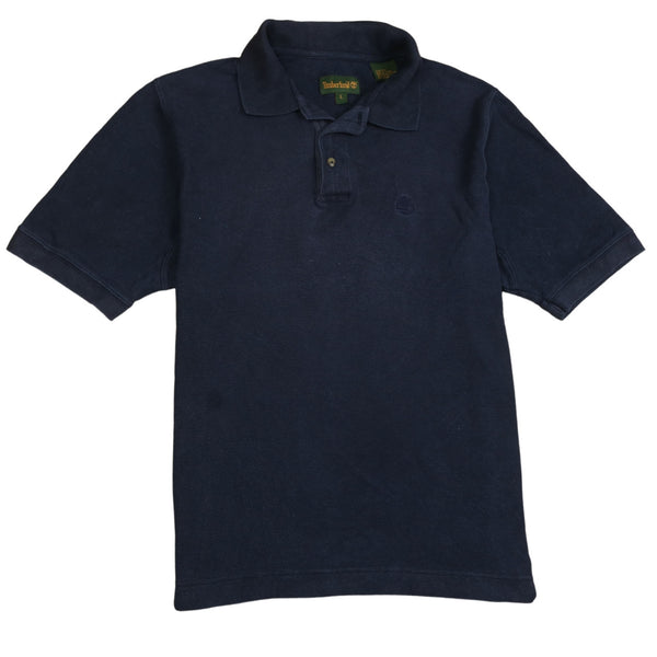 Timberland 90's Short Sleeves Quarter Button Polo Shirt Large Navy Blue