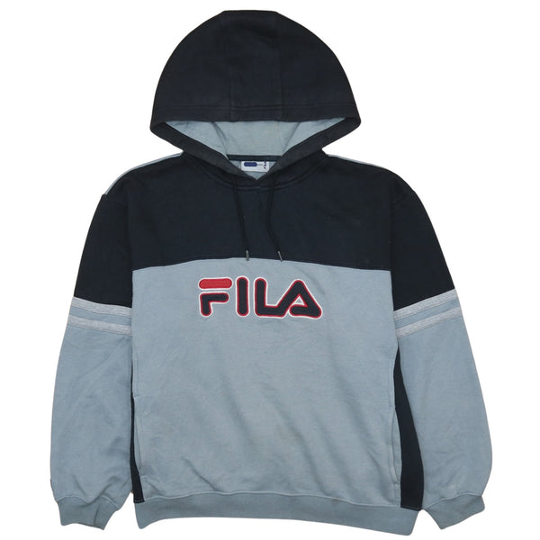 Fila 90's Black Spellout Pullover Hoodie XL | Vintage Streetwear
