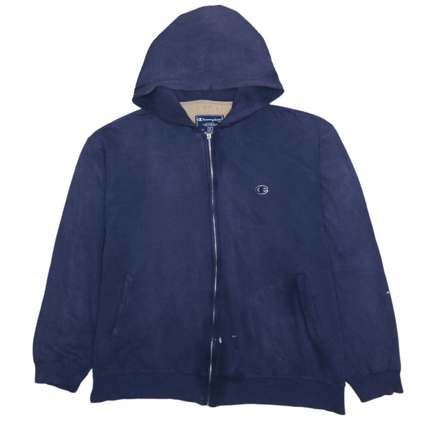 Champion 90's Vintage Navy Blue Full Zip Up Sportswear Hoodie Men's XLarge