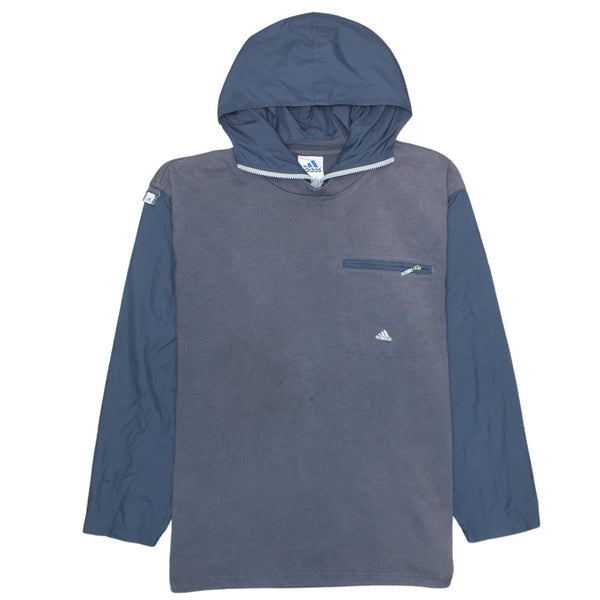 Adidas Vintage 90's Grey Lightweight Quarter Zip Hoodie - Men's Large