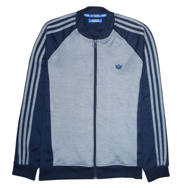 Adidas 90's Striped Sleeve Full Zip Up Sweatshirt Small  Grey