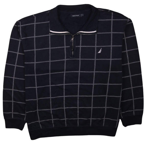 Nautica 90's Heavyweight Quater Zip Sweatshirt XXLarge (2XL) Navy Blue