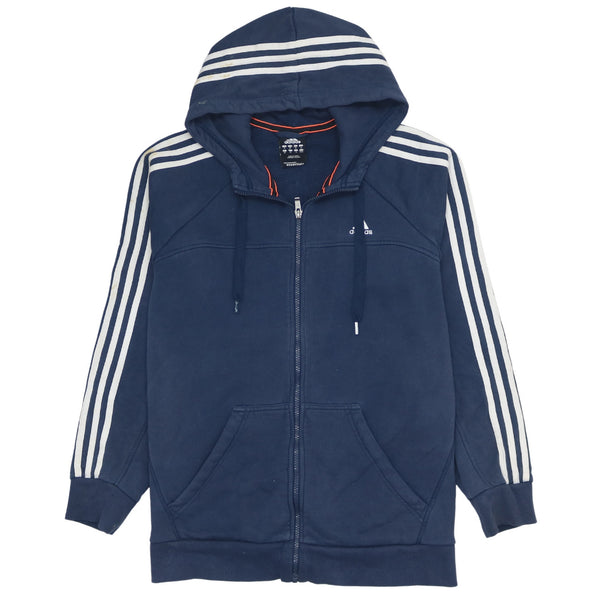 Adidas 90's Navy Blue Striped Sleeve Full Zip Hoodie Medium
