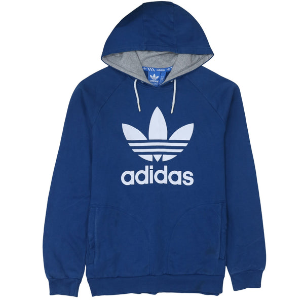 Adidas 90's Spellout Pullover Hoodie Large Blue