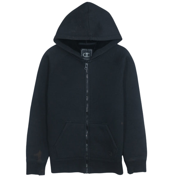 Champion 90's Vintage Full Zip Black Hoodie Medium with Drawstring Pockets