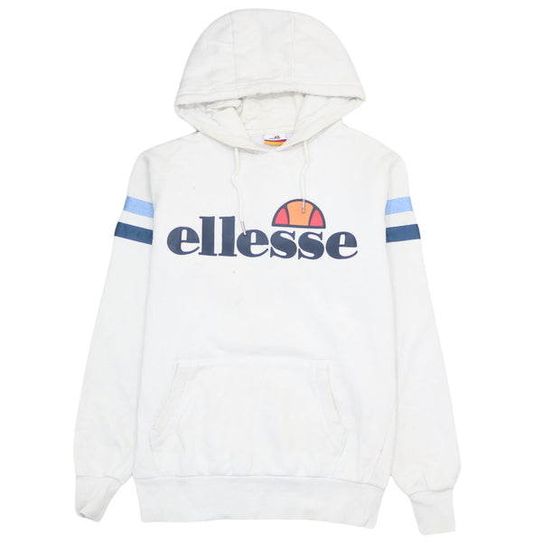Ellesse 90's Spellout Pullover Hoodie Medium  White