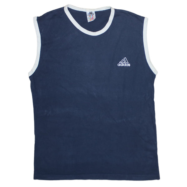 Adidas 90's Crew Neck Vest Sleeveless Vest Medium Navy Blue