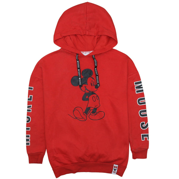 Disney 90's Vintage Mickey Mouse Red Hoodie Small Pullover Cotton