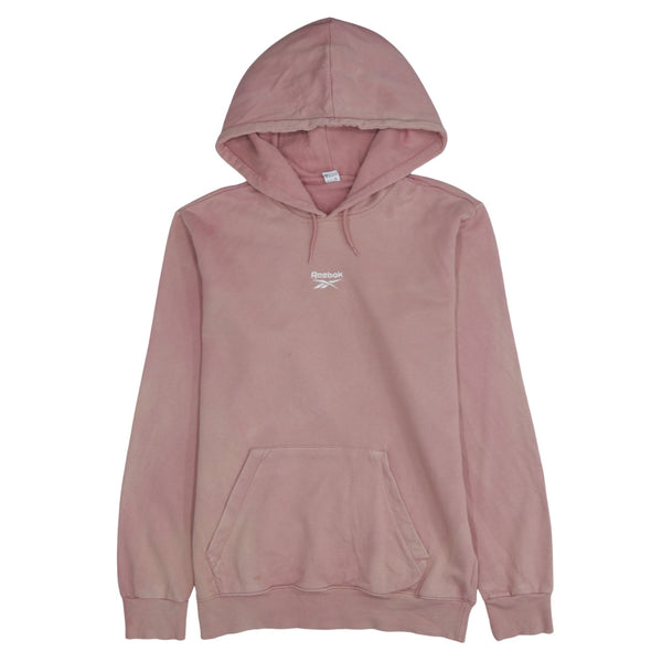 Reebok 90's Drawstring Pockets Pullover Hoodie Medium Pink