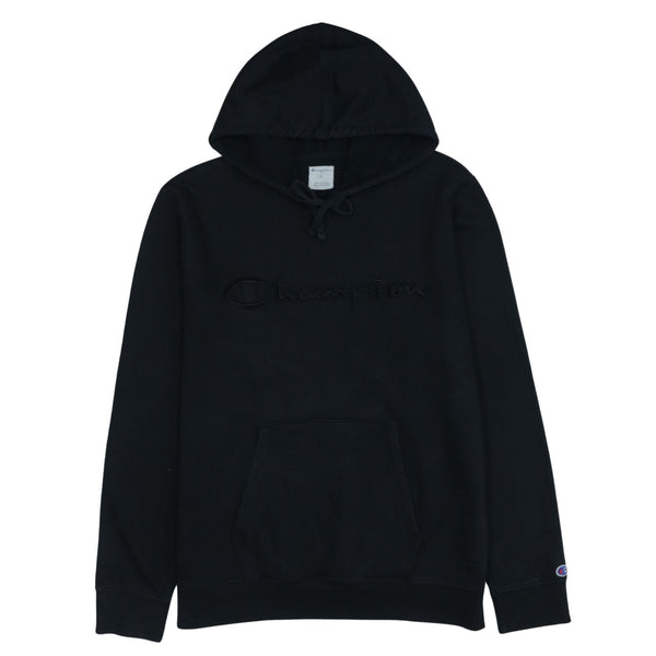Champion 90's Black Spellout Pullover Hoodie Men's XLarge